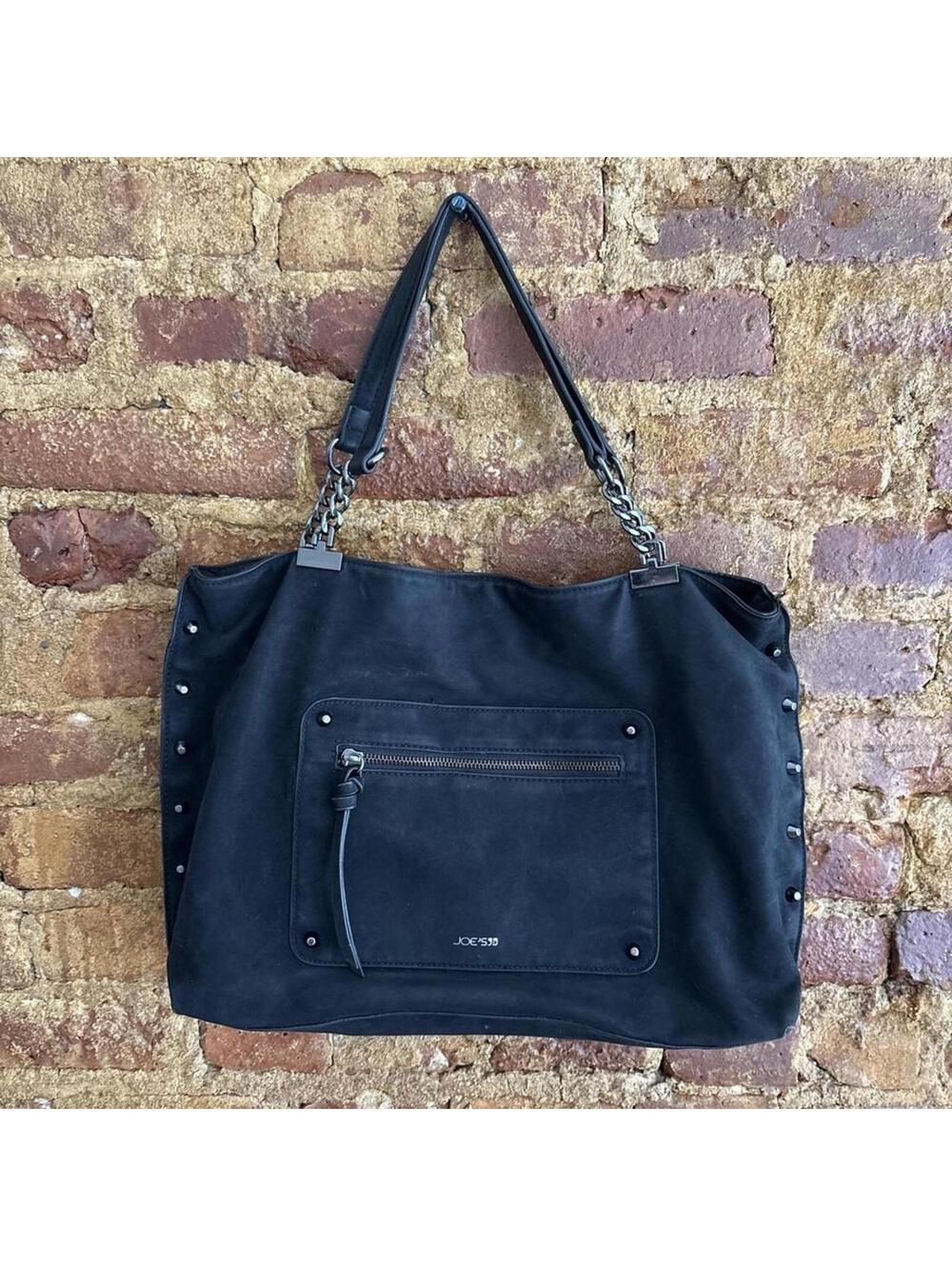 Joe's Jeans Black Suede Studded Hobo Bag